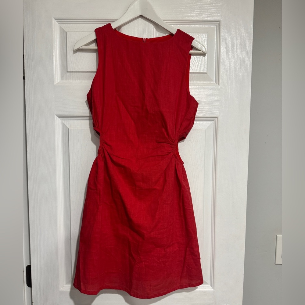 Cherry Red Backless Halter Sheath Dress